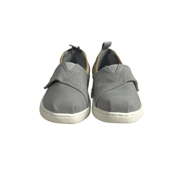 Toms Kids Boy Gray And Brown Tiny Canvas Classic Slip-On Shoes Sz 10
