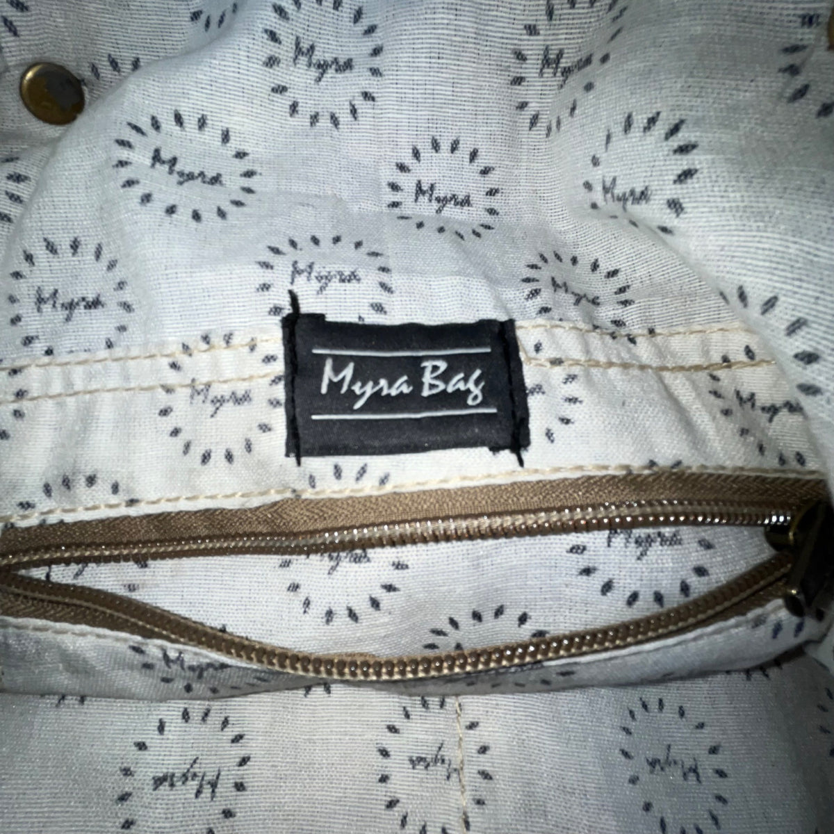 Myra Bag Womens Olive Cotton Canvas With & Leather Straps Bicycle Graphic Tote