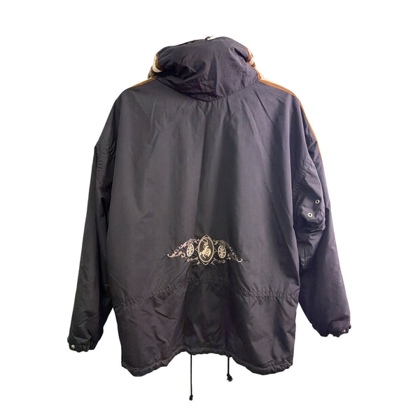 Bogner Men’s Black Nylon Ski Jacket W/ Embroidered Details & Striped Sleeves Size XL Bogner Men’s Black Nylon Ski Jacket W/ Embroidered Details & Striped Sleeves Size XL