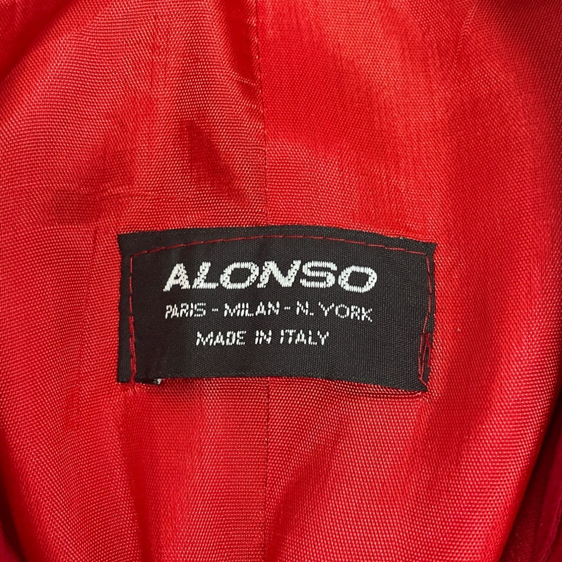 Vintage Alonso Women's Red Pinstripe Blazer With Gold Diamond Buttoned Cuffs