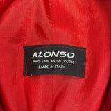 Vintage Alonso Women's Red Pinstripe Blazer With Gold Diamond Buttoned Cuffs