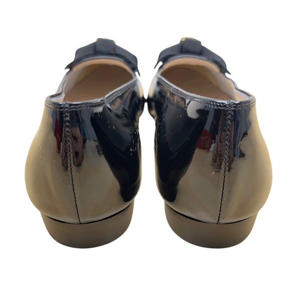 Salvatore Ferragamo Black Patent Leather Paragone Vara Bow Loafers Sz 5.5 B