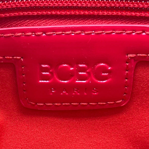 BCBG Red Patent Faux Leather Dome  With Gold Hardware Handles Satchel Handbag