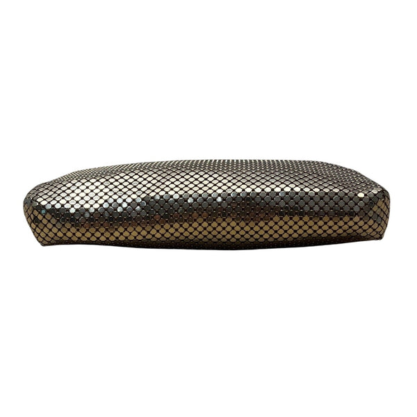 Vintage Gold-Tone Metal Mesh Zippered Pouch Clutch Bag Sz S