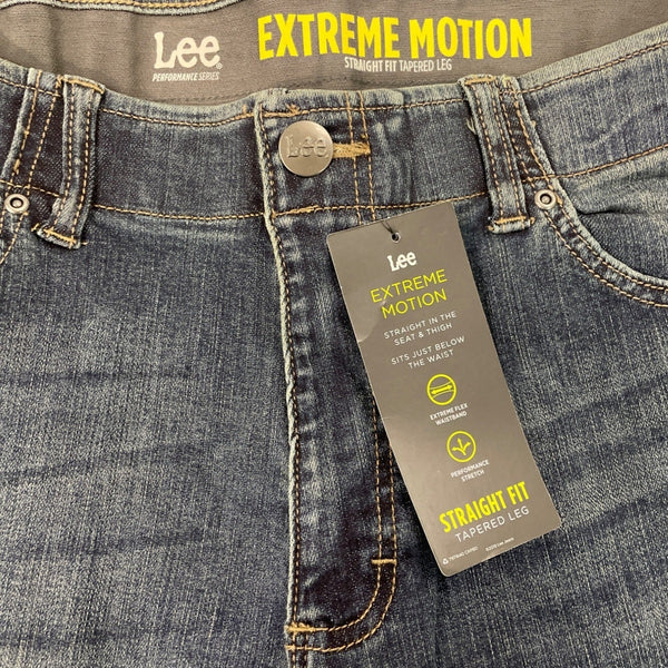 Lee Man Extreme Motion Straight Fit Jeans Dark Wash Stretch Denim Sz 36X30 - New