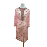 Women's Pink Sheer & Embellished Tunic Dress With Beading & Gems Sz 10