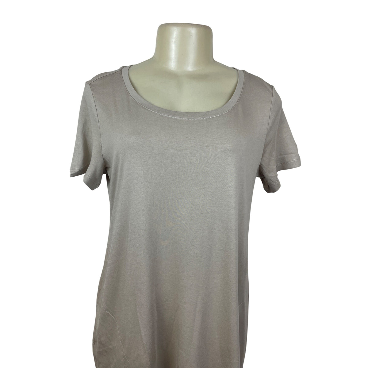 Logo Tan  Short Sleeve Dress W/ Eyelet Hem Detail For Women Size SP