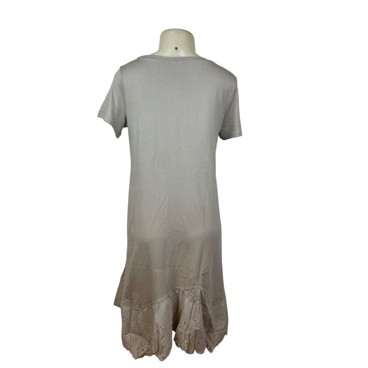Logo Tan  Short Sleeve Dress W/ Eyelet Hem Detail For Women Size SP