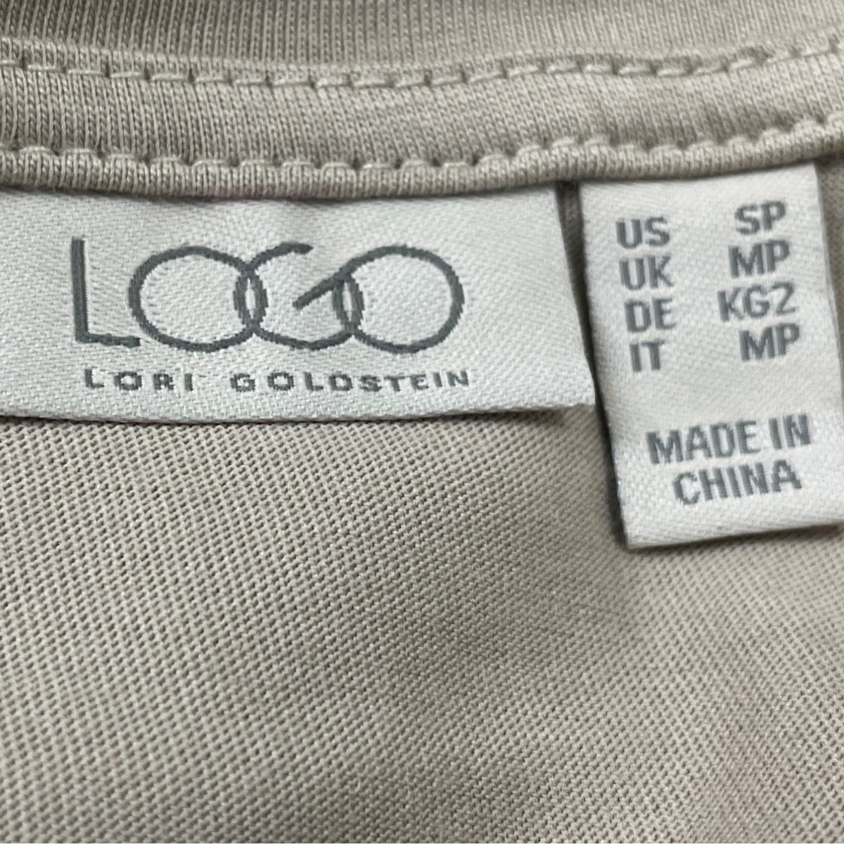 Logo Tan  Short Sleeve Dress W/ Eyelet Hem Detail For Women Size SP