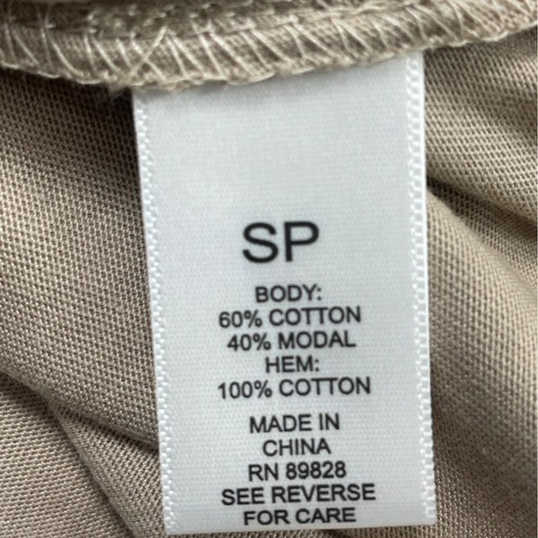 Logo Tan  Short Sleeve Dress W/ Eyelet Hem Detail For Women Size SP