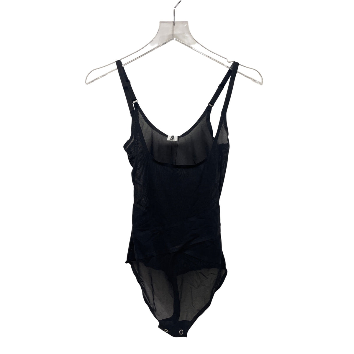 Fashion Nova Womens Black Sheer Mesh Adjustable Strap Bodysuit Size L Stylish Design