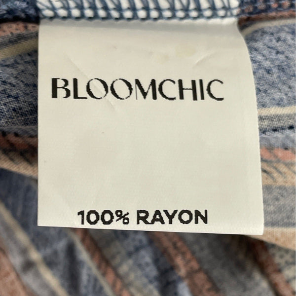 Bloomchic Multicolor Striped V-Neck Midi Dress With Elastic Waist Sz 22-24 - New