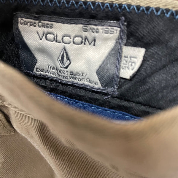 Volcom Mens Khaki Cotton Casual Flat-Front Shorts Size 31 Great Condition