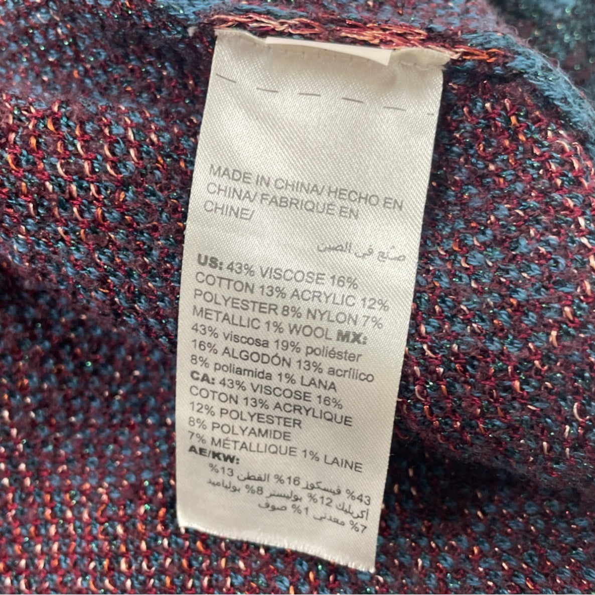 Chicos Open Front Longline Cardigan Jacket Multicolor Patterned Size 0