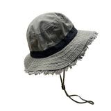 Royal Headware Frayed Edge Gray Black Bucket Hat Boonie Pocket Detail Sz 59 M