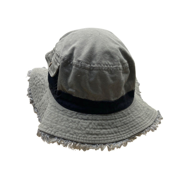 Royal Headware Frayed Edge Gray Black Bucket Hat Boonie Pocket Detail Sz 59 M