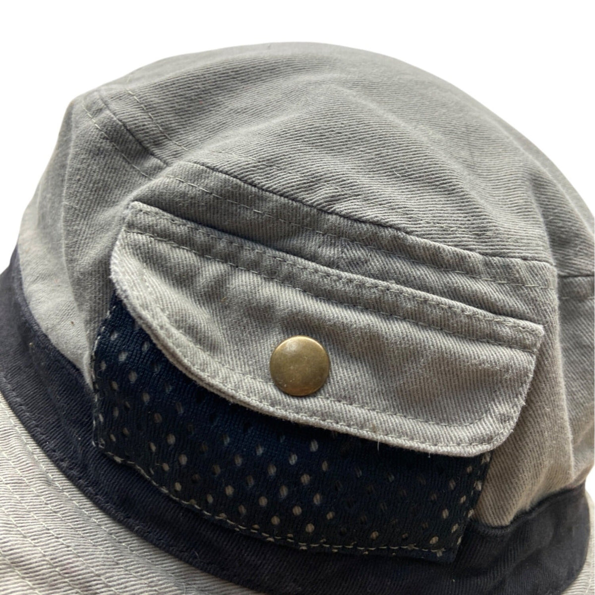 Royal Headware Frayed Edge Gray Black Bucket Hat Boonie Pocket Detail Sz 59 M