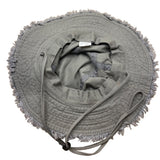 Royal Headware Frayed Edge Gray Black Bucket Hat Boonie Pocket Detail Sz 59 M