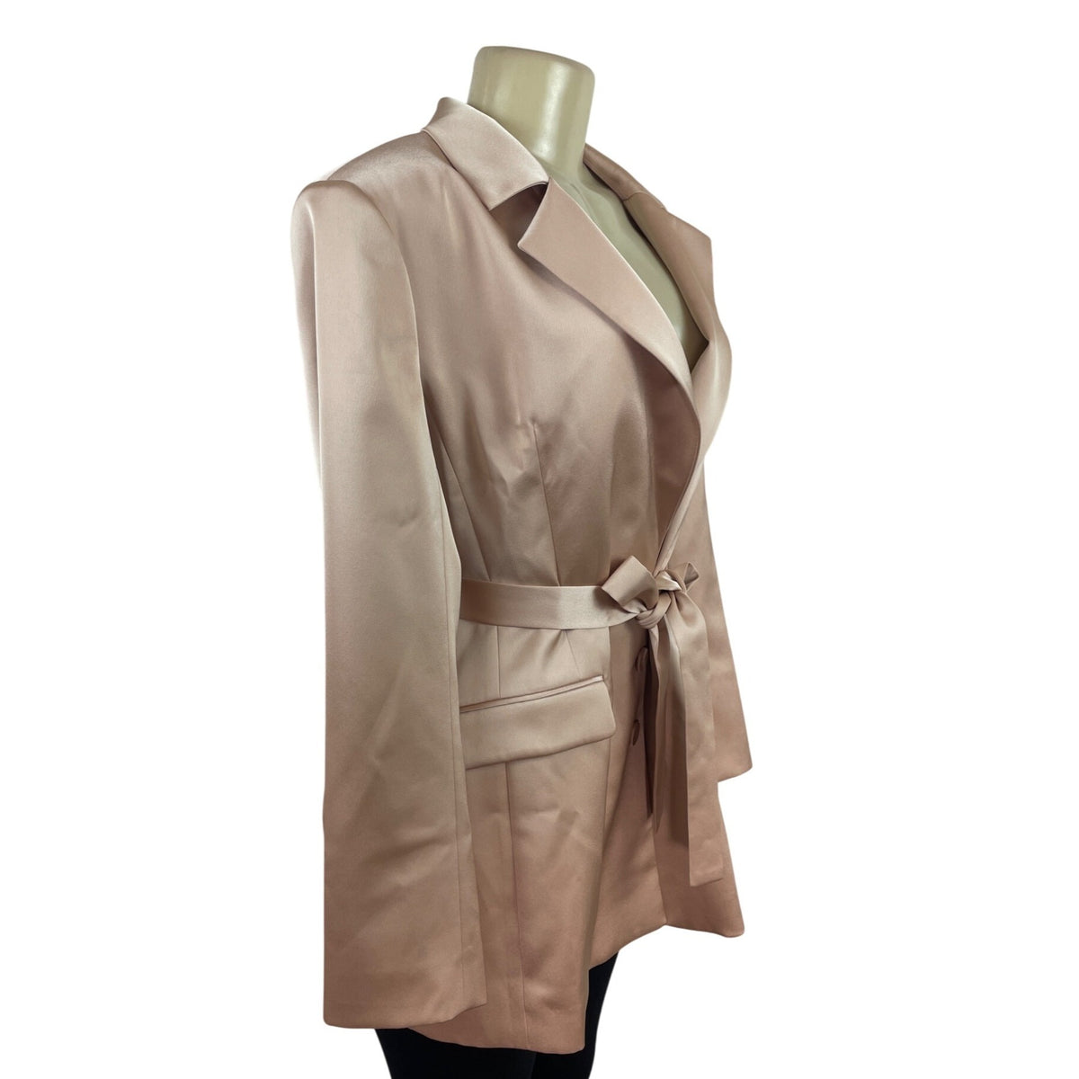 BCBG Maxazria Women Belted Blazer Coat Pink Long Sleeve Slim Fit Size L - New