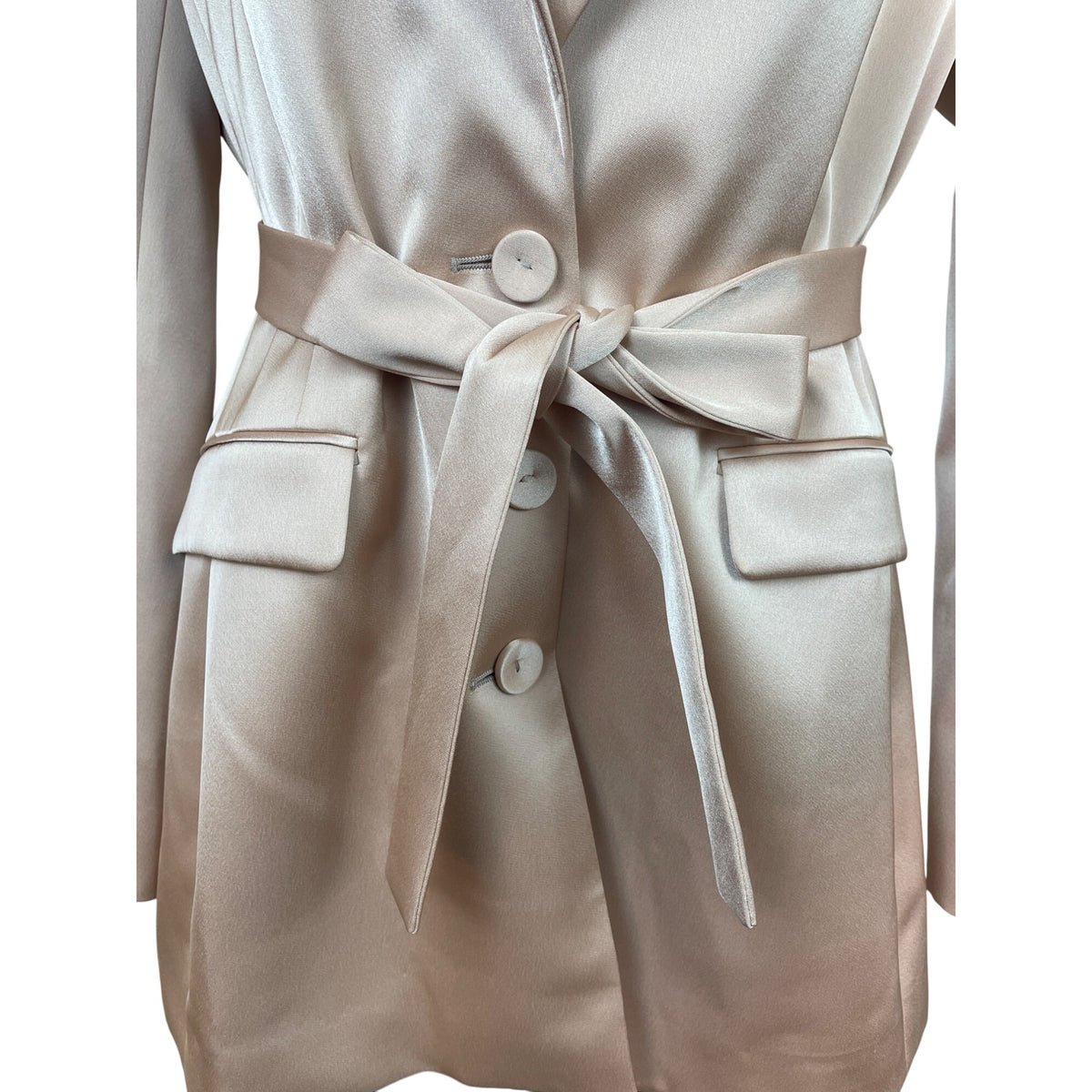 BCBG Maxazria Women Belted Blazer Coat Pink Long Sleeve Slim Fit Size L - New