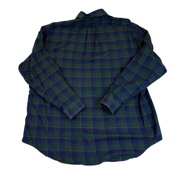 Ralph Lauren Mens Green/Blue Cotton Plaid Long Sleeve Button-Down Shirt Size L
