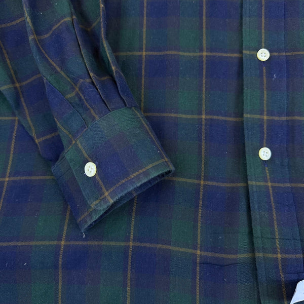 Ralph Lauren Mens Green/Blue Cotton Plaid Long Sleeve Button-Down Shirt Size L