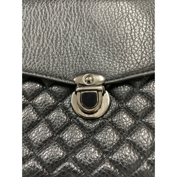 Black Quilted Crossbody Leather Clutch With Wristlet Strap