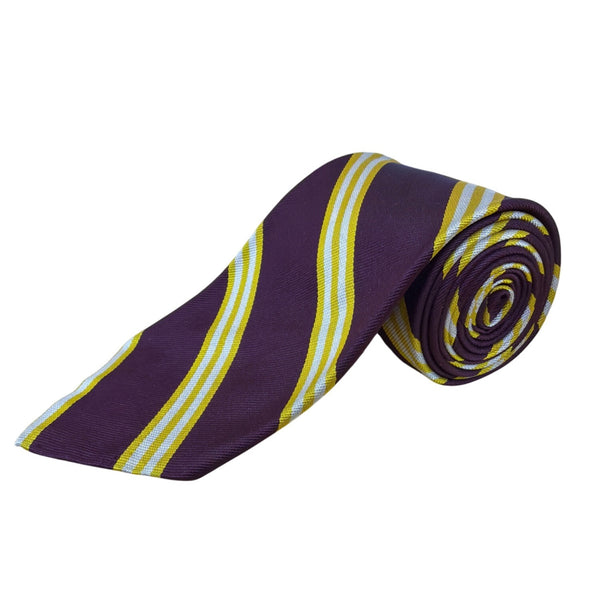 Vintage Brooks Brothers Purple Silk Striped Tie With Yellow & White Accents