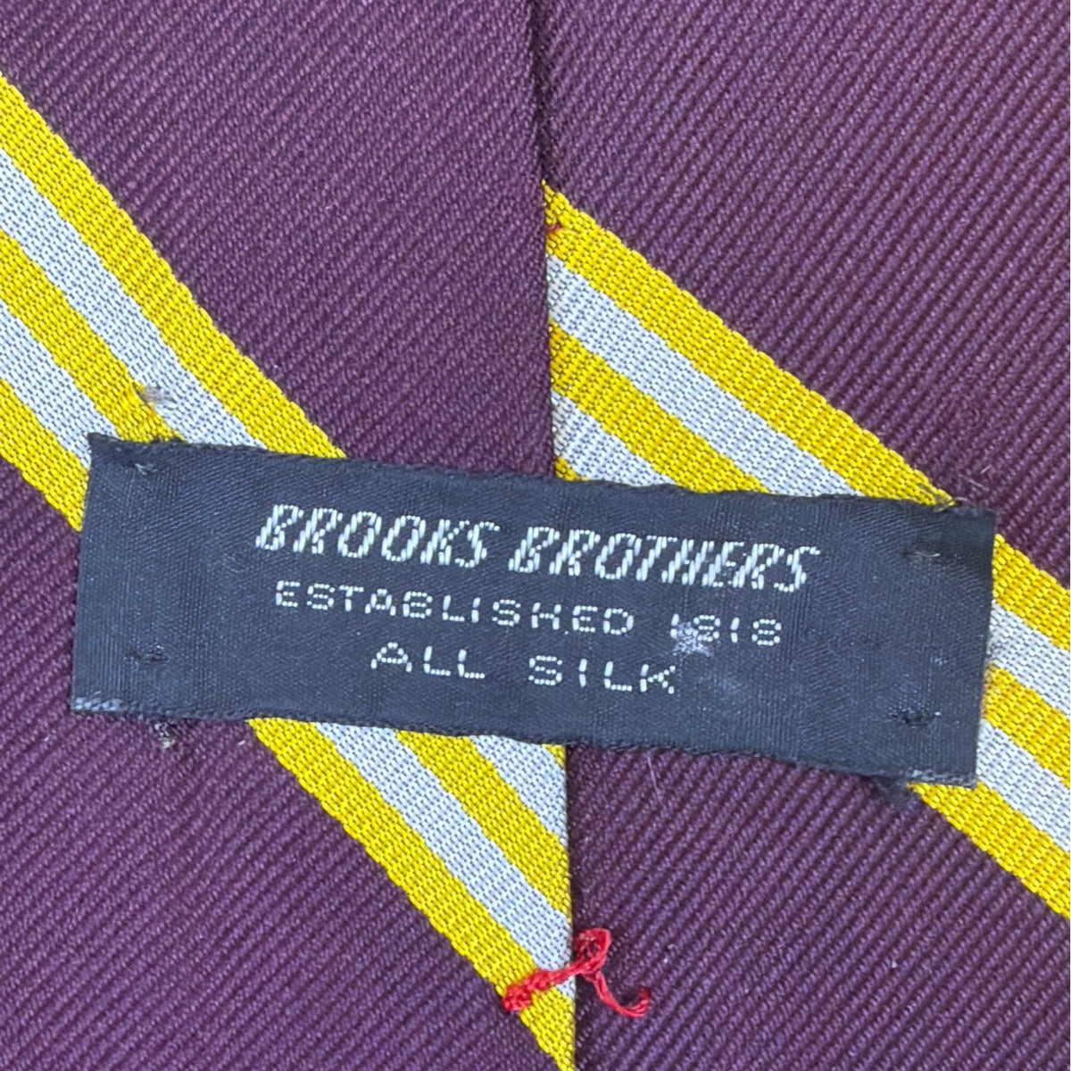 Vintage Brooks Brothers Purple Silk Striped Tie With Yellow & White Accents