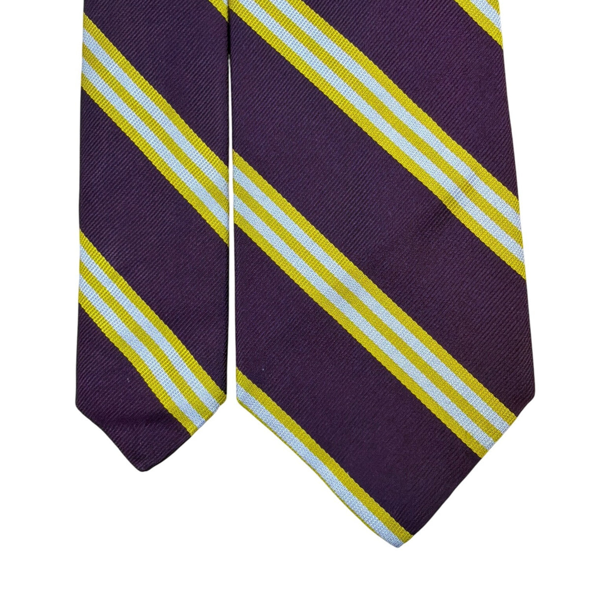 Vintage Brooks Brothers Purple Silk Striped Tie With Yellow & White Accents