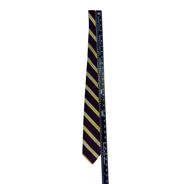 Vintage Brooks Brothers Purple Silk Striped Tie With Yellow & White Accents