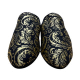 Kaanas Womens Black & Gold Brocade Embroidered Slip-On Mules Size 8