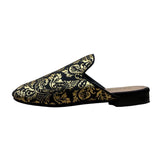 Kaanas Womens Black & Gold Brocade Embroidered Slip-On Mules Size 8