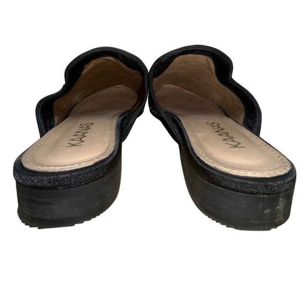 Kaanas Womens Black & Gold Brocade Embroidered Slip-On Mules Size 8