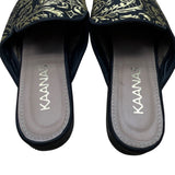 Kaanas Womens Black & Gold Brocade Embroidered Slip-On Mules Size 8
