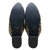 Kaanas Womens Black & Gold Brocade Embroidered Slip-On Mules Size 8