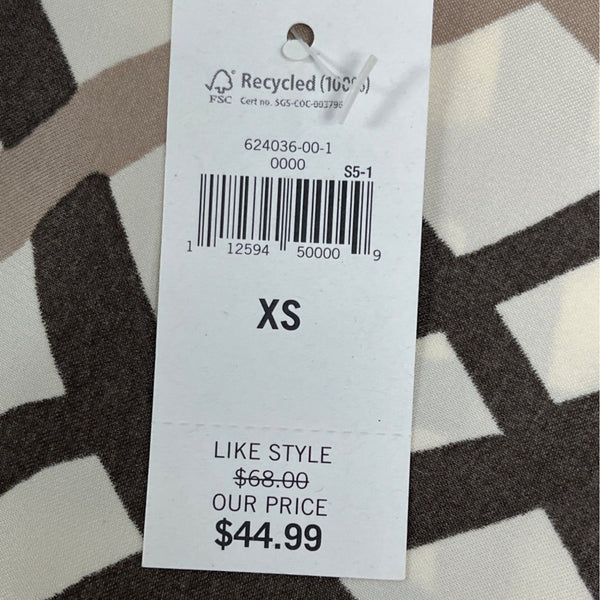 Banana Republic Sleeveless Geometric Print Blouse Brown/Black/White Sz XS - New