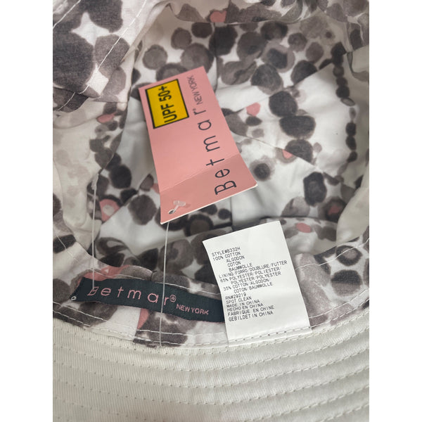 Betmar Womens White Cotton Bucket Sun Hat With Ruffle Trim And UPF 50+ Protection