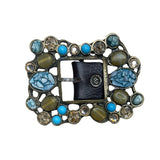 Handcrafted Brown Braided Leather Belt With Gemstone Embellished Buckle For Women