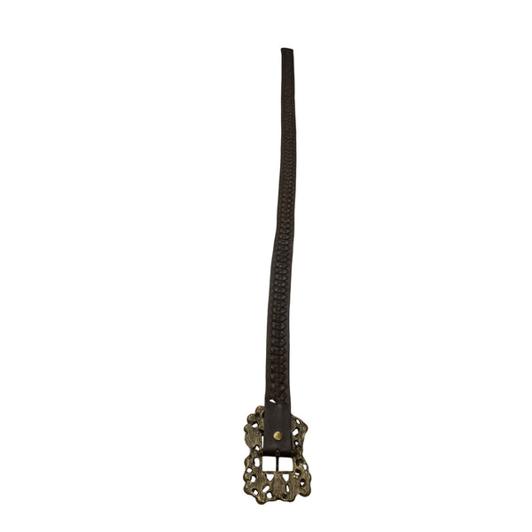 Handcrafted Brown Braided Leather Belt With Gemstone Embellished Buckle For Women