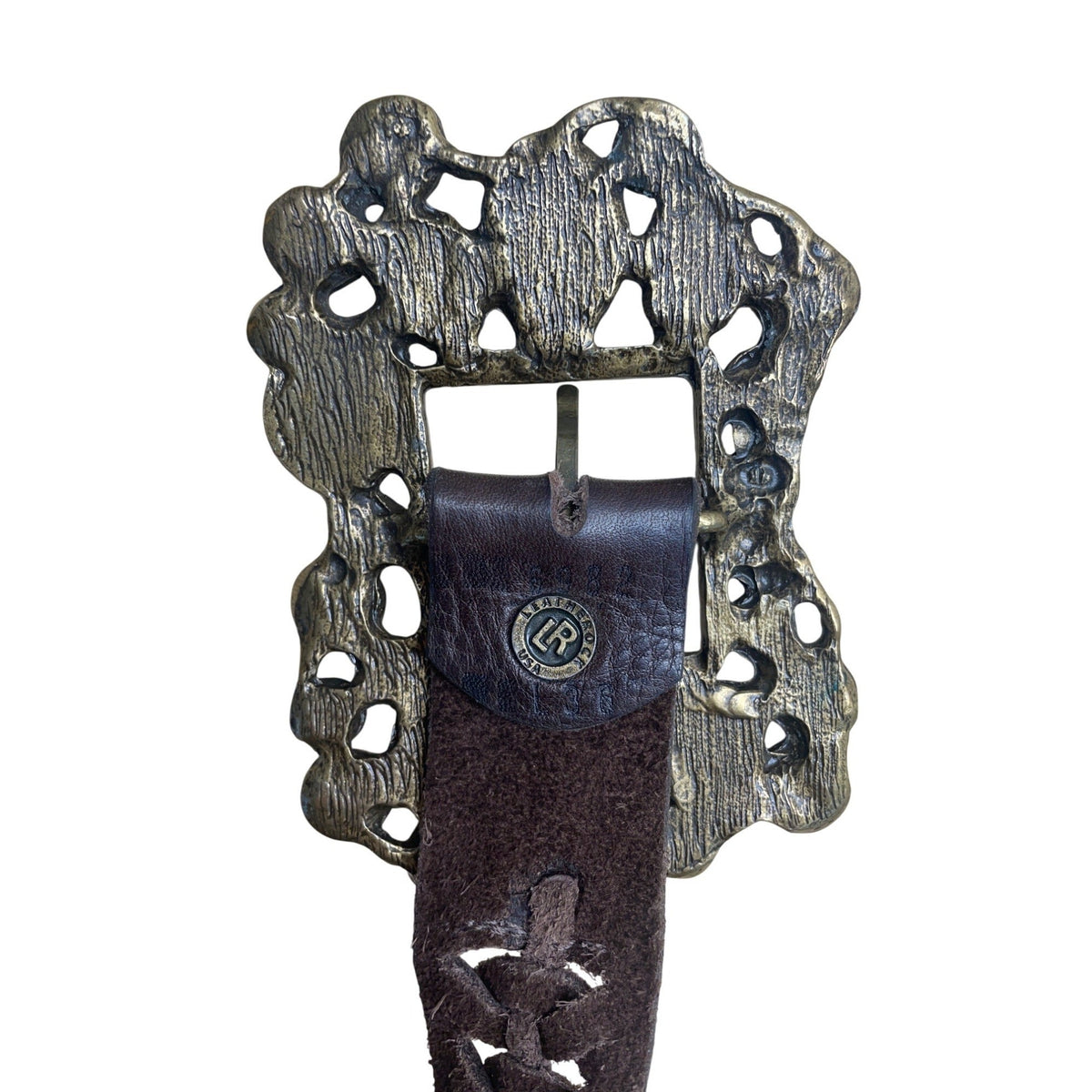 Handcrafted Brown Braided Leather Belt With Gemstone Embellished Buckle For Women
