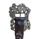 Handcrafted Brown Braided Leather Belt With Gemstone Embellished Buckle For Women