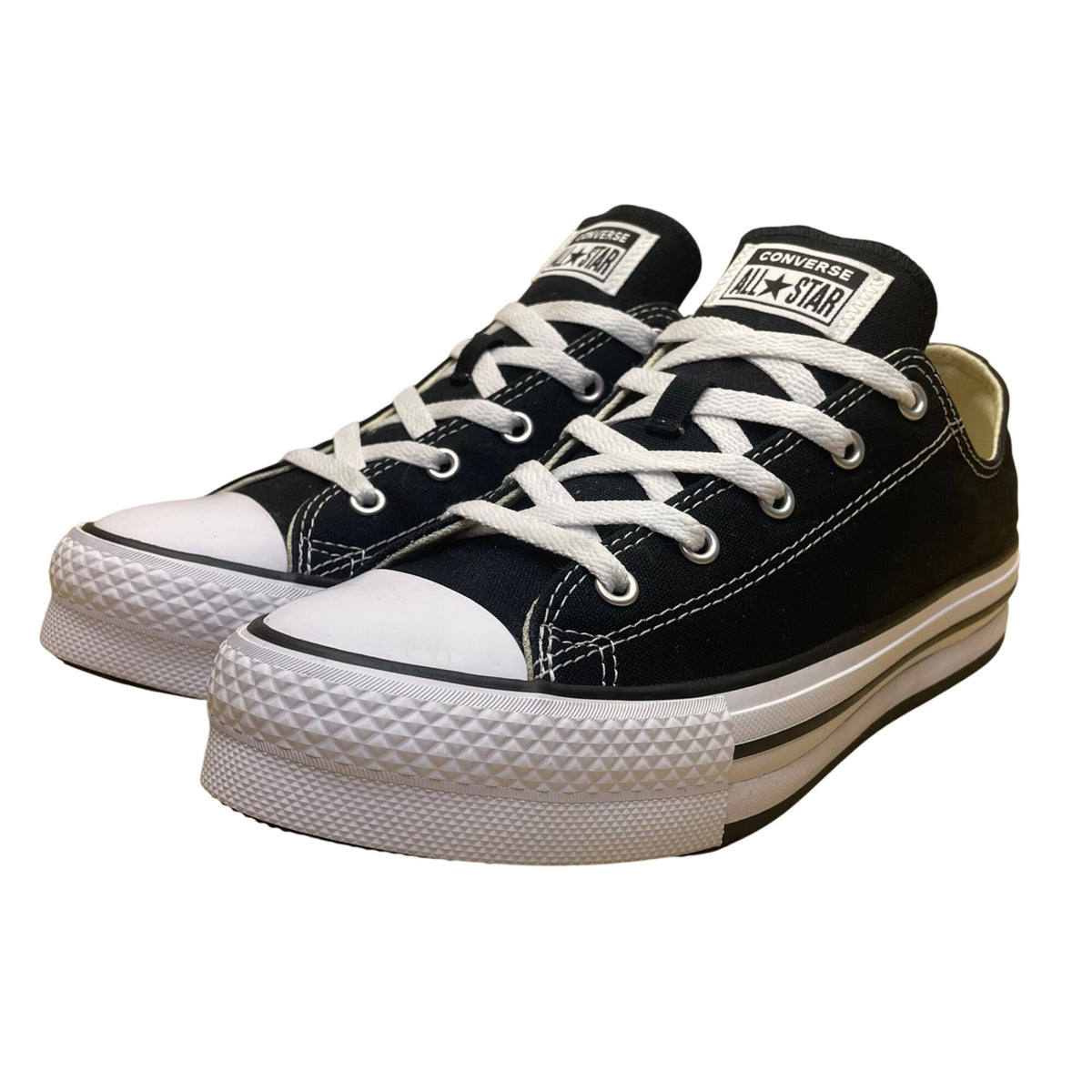 Converse Kids Black & White Canvas Lace-Up Low-Top All Star Sneakers Size 6-New