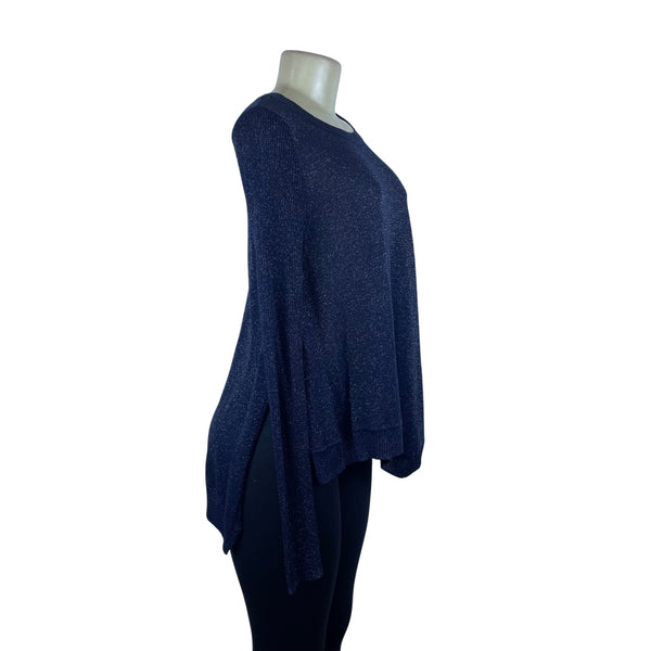 Verve Amí Women's Navy Sparkle Long-Sleeve Asymmetrical muy Size M - New