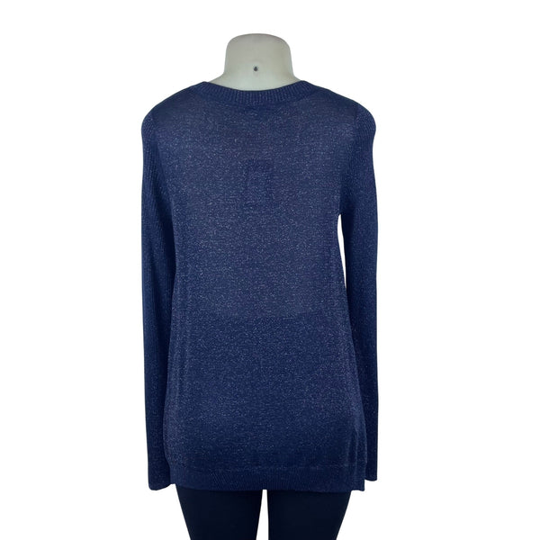 Verve Amí Women's Navy Sparkle Long-Sleeve Asymmetrical muy Size M - New