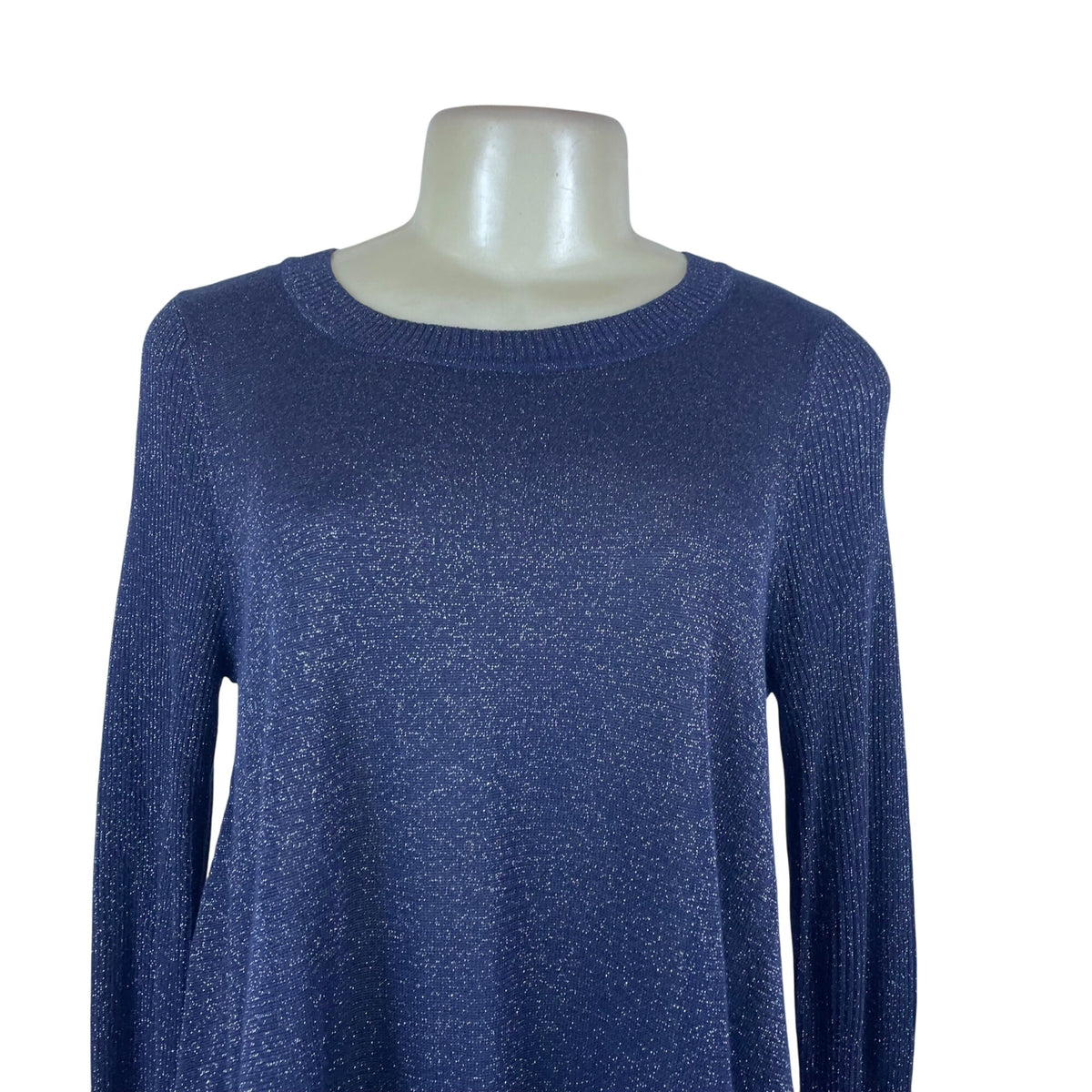 Verve Amí Women's Navy Sparkle Long-Sleeve Asymmetrical muy Size M - New
