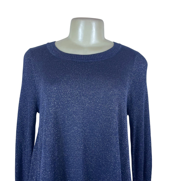 Verve Amí Women's Navy Sparkle Long-Sleeve Asymmetrical muy Size M - New