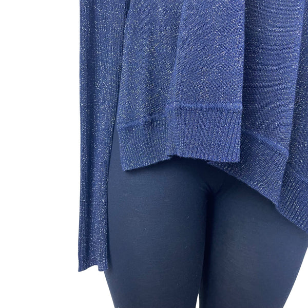 Verve Amí Women's Navy Sparkle Long-Sleeve Asymmetrical muy Size M - New