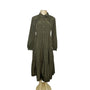 Zara Olive Green Button-Up Long-Sleeve Midi Dress Sz XS - New
