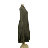 Zara Olive Green Button-Up Long-Sleeve Midi Dress Sz XS - New